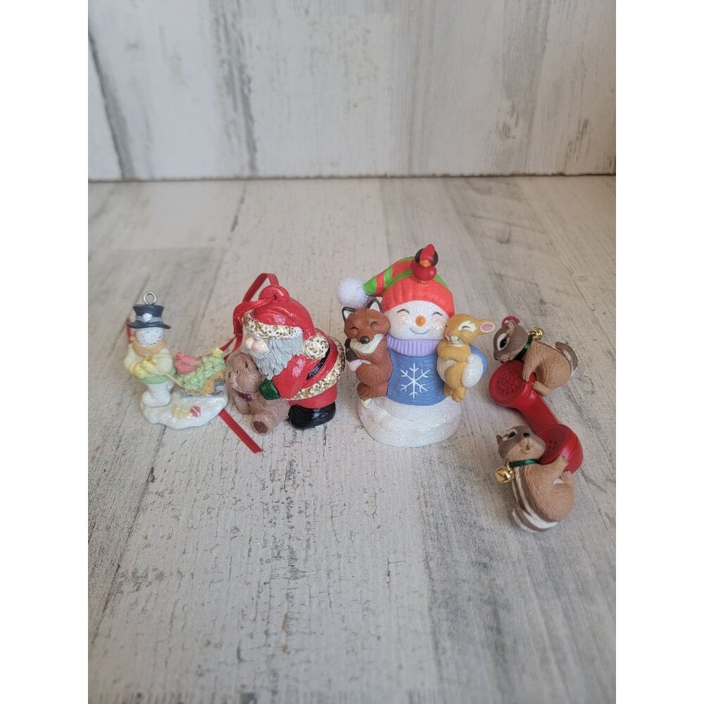 Hallmark Variety santa snowman ornament Xmas set chipmunk‎